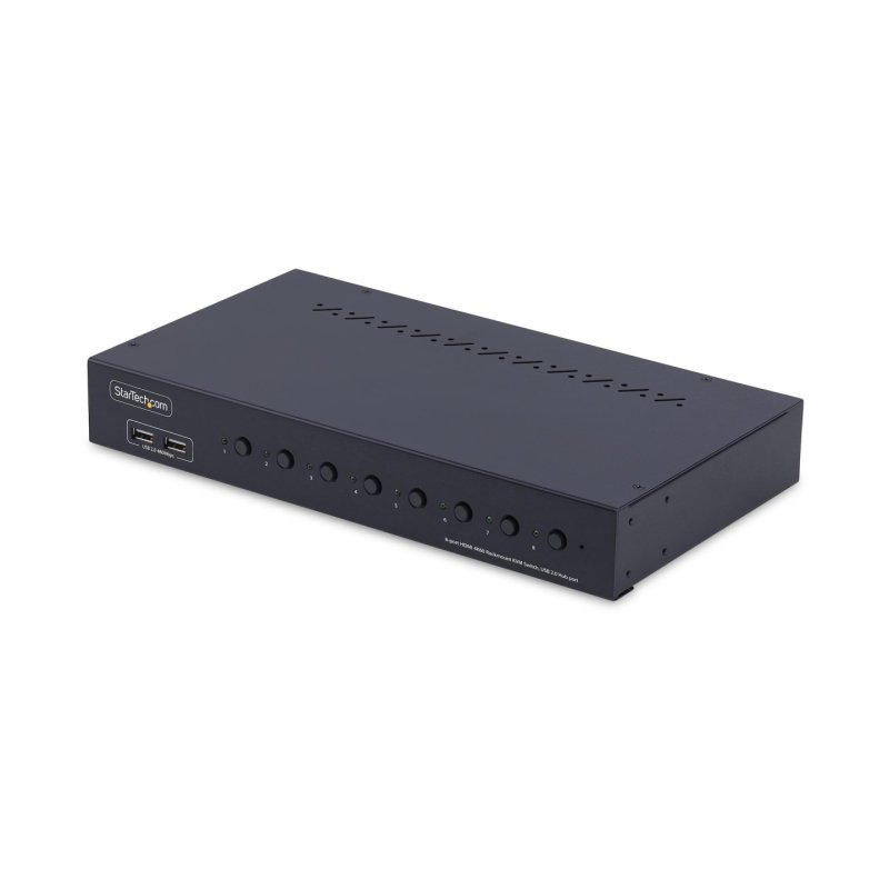 StarTech.com 8-Port HDMI KVM Switch with 1U Rack Mount Kit, 4K 60Hz HDMI 2.0, Push-Button & Hotkey Switching, 4-Port