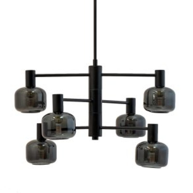 Dyberg-Larsen - Arp Chandelier - Black/Smoke - 6 Domes