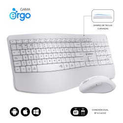 COMBO TECLADO RATON SUBBLIM PROWAVE INALAMB ERGO BLANCO