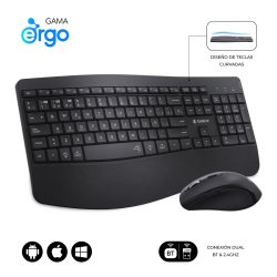 COMBO TECLADO RATON SUBBLIM PROWAVE INALAMB ERGO NEGRO
