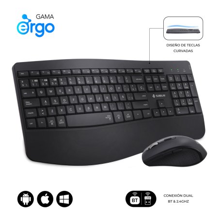 COMBO TECLADO RATON SUBBLIM PROWAVE INALAMB ERGO NEGRO