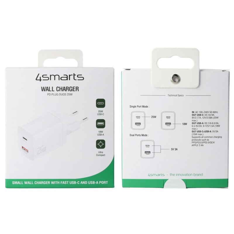 4smarts 540359 mobile device charger Universal White AC Fast charging Indoor