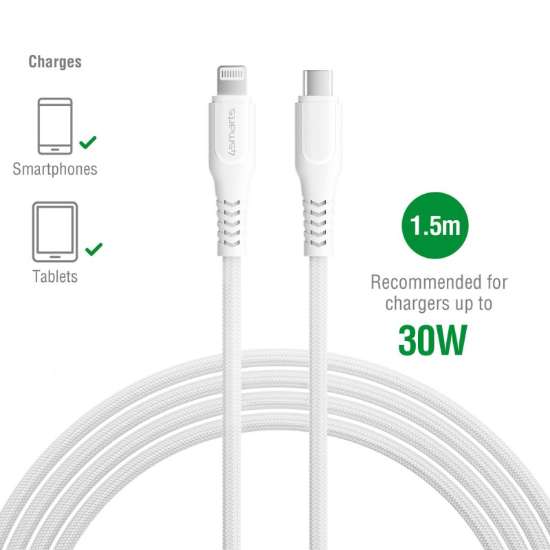 4smarts 465592 lightning cable 1.5 m Silver, White