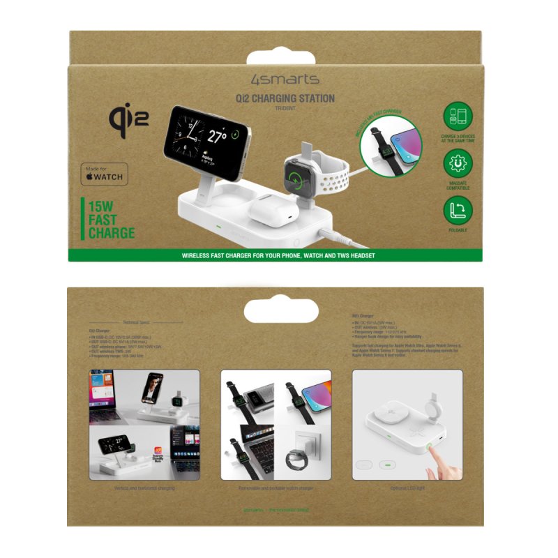 4smarts Qi2 Ladestation Trident mit MFi Fast Charger. wei