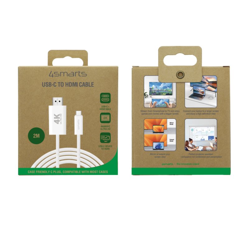 4smarts 540955 câble HDMI 2 m USB C HDMI Type A (Standard) Blanc