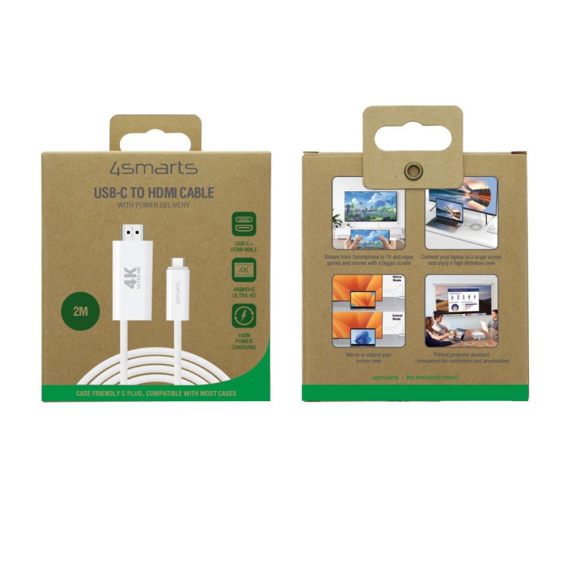 4smarts 540957 câble HDMI 2 m USB C HDMI Type A (Standard) Blanc