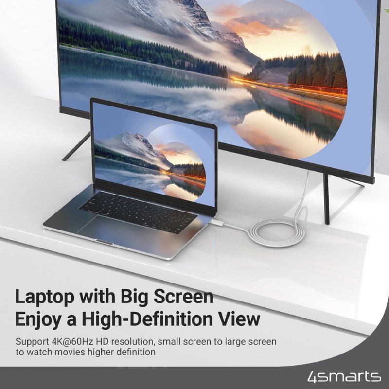 4smarts USB-C auf Display Port Kabel 2m. wei