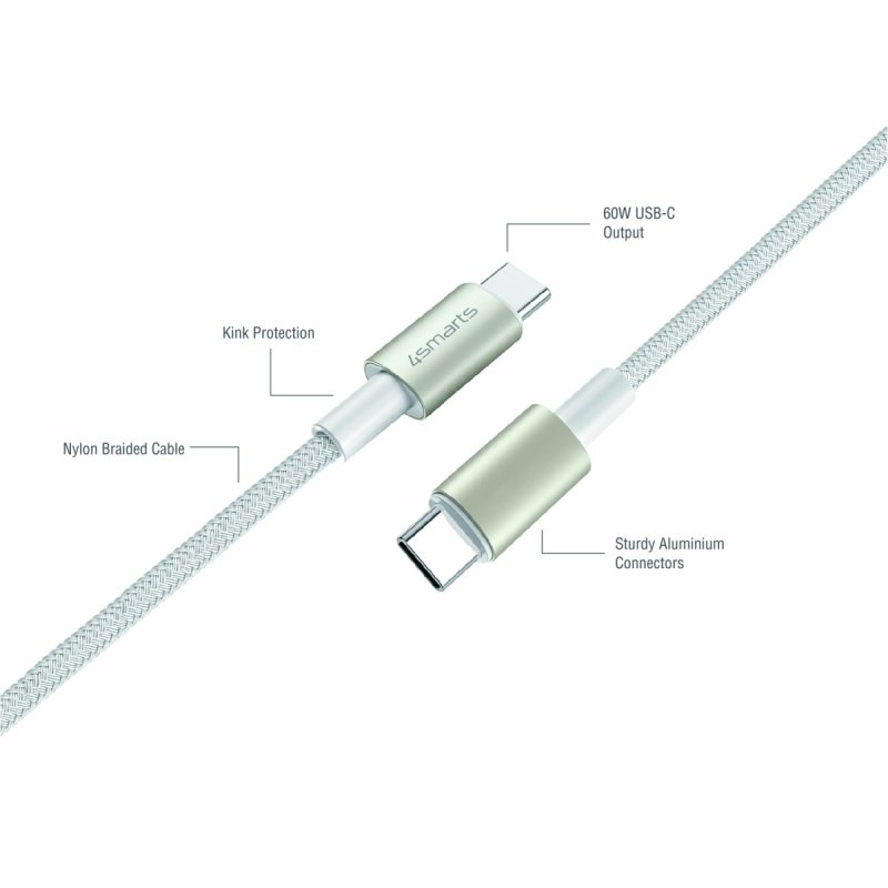 4smarts 540621 câble USB USB 2.0 USB C Argent, Blanc