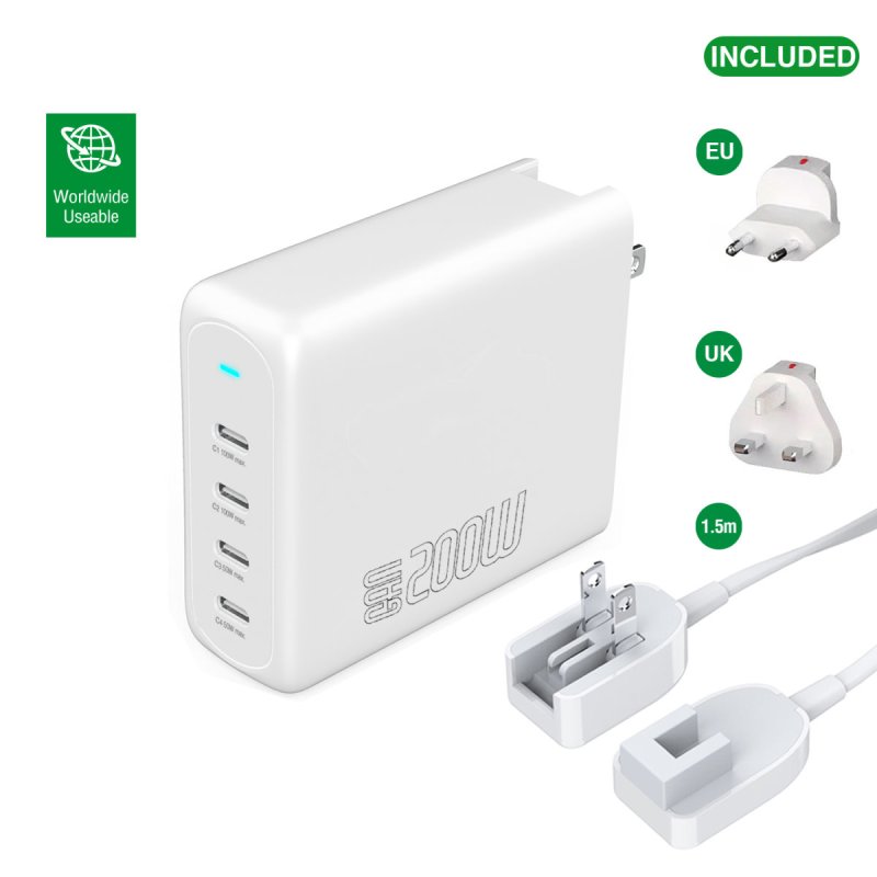4smarts Ladegert GaN Flex Pro 200W 4 USB-C. wei