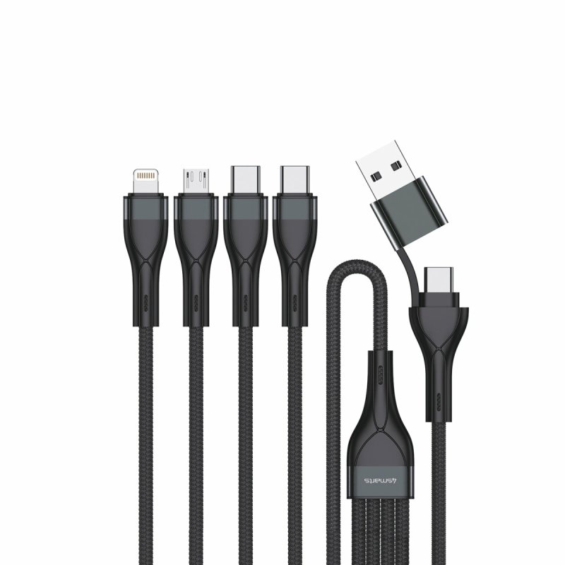 4smarts USB-C/A Multi-Ladekabel 4in2 1.2m. schwarz