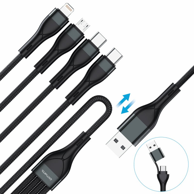 4smarts 541023 câble USB 1,2 m USB A/USB C USB C/Micro USB-A/Lightning Noir