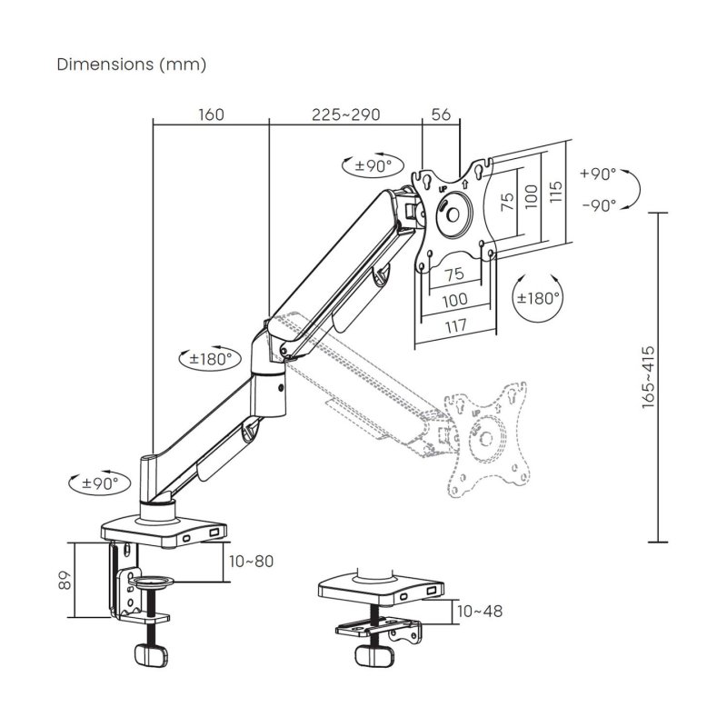 AISENS DT32TSR-355 support d'écran plat pour bureau 81,3 cm (32") Noir