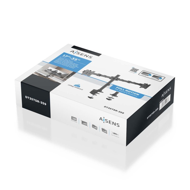 AISENS DT35TSR-359 monitor mount / stand 88.9 cm (35") Desk Black