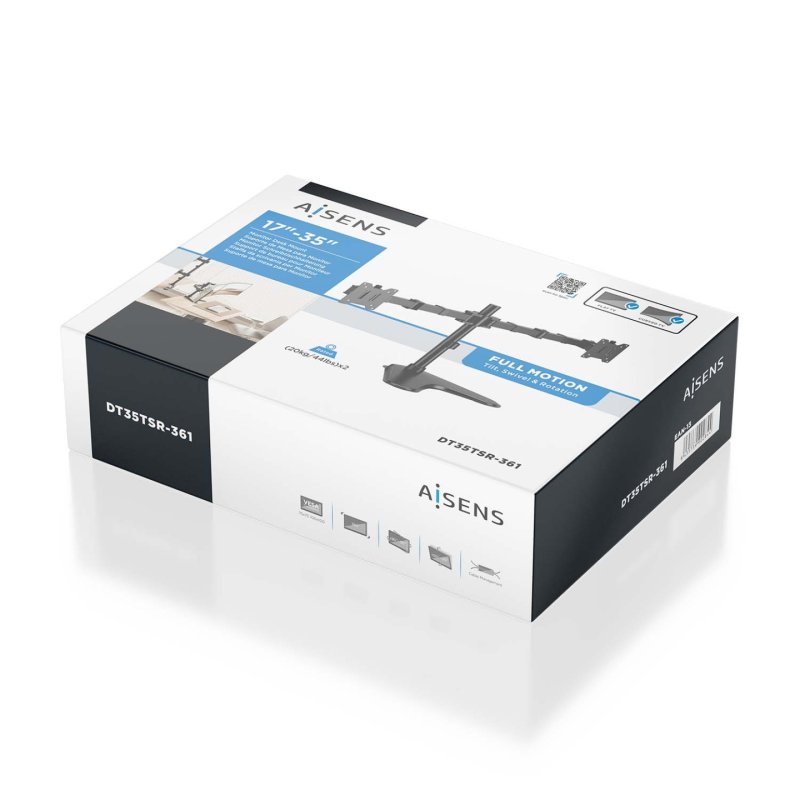 AISENS DT35TSR-361 support d'écran plat pour bureau 88,9 cm (35") Noir