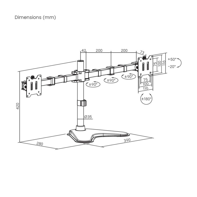 AISENS DT35TSR-361 support d'écran plat pour bureau 88,9 cm (35") Noir