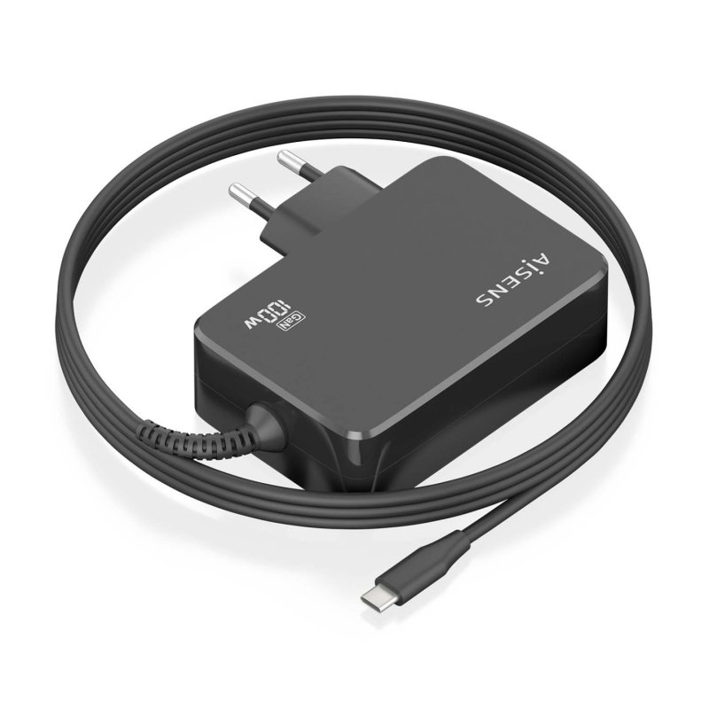CARGADOR AISENS GAN 100W PD3.0 1XUSB-C 1.8M NEGRO