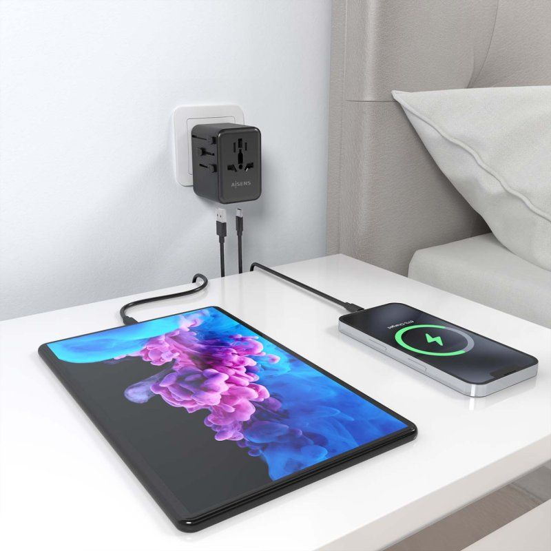 AISENS ASPS-2A2C08-BK mobile device charger Universal Black AC Fast charging Indoor