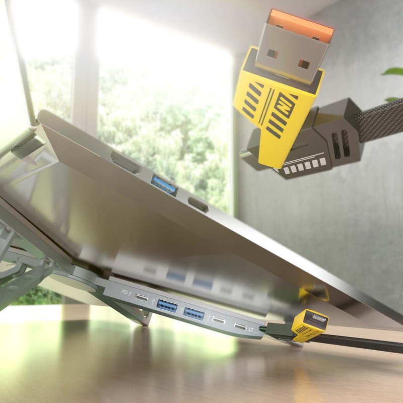 SOPORTE AISENS SOBREMESA AJUSTABLE PORTATIL/TABLET USB-C DOCK GRIS