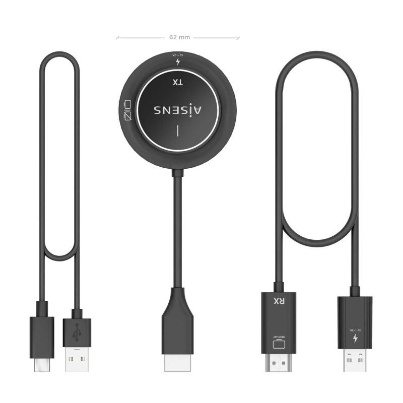 CARGADOR HDMI INALAMBRICO AISENS 1080P 30M NEGRO