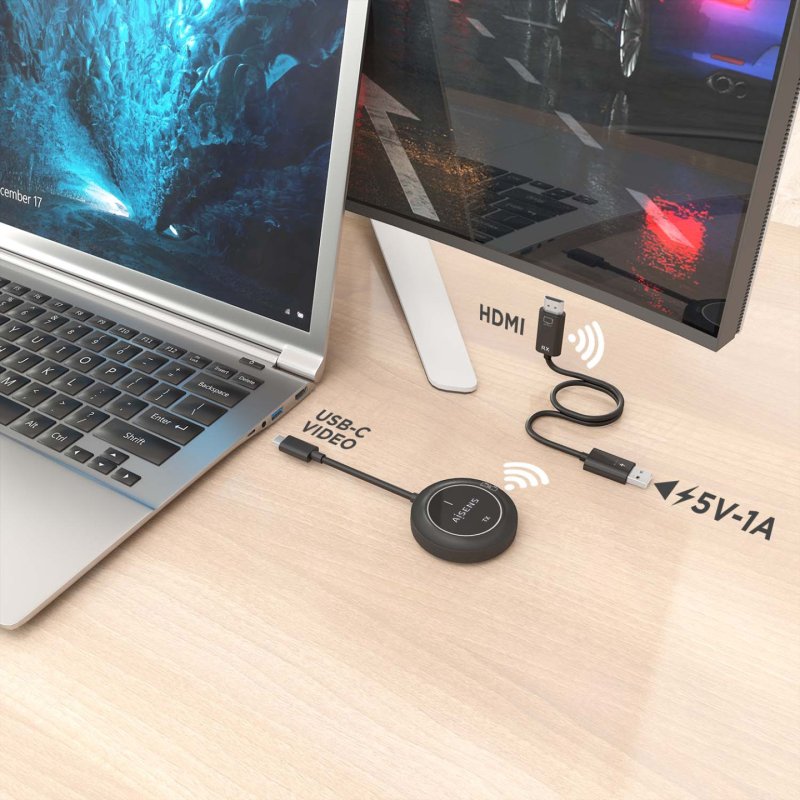 CARGADOR USB-C A HDMI INALAMBRICO AISENS 1080P 30M NEGRO