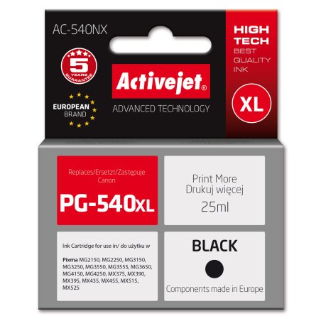 Activejet AC-540NX ink for Canon printer (replacement for Canon PG-540XL) Supreme 25 ml black