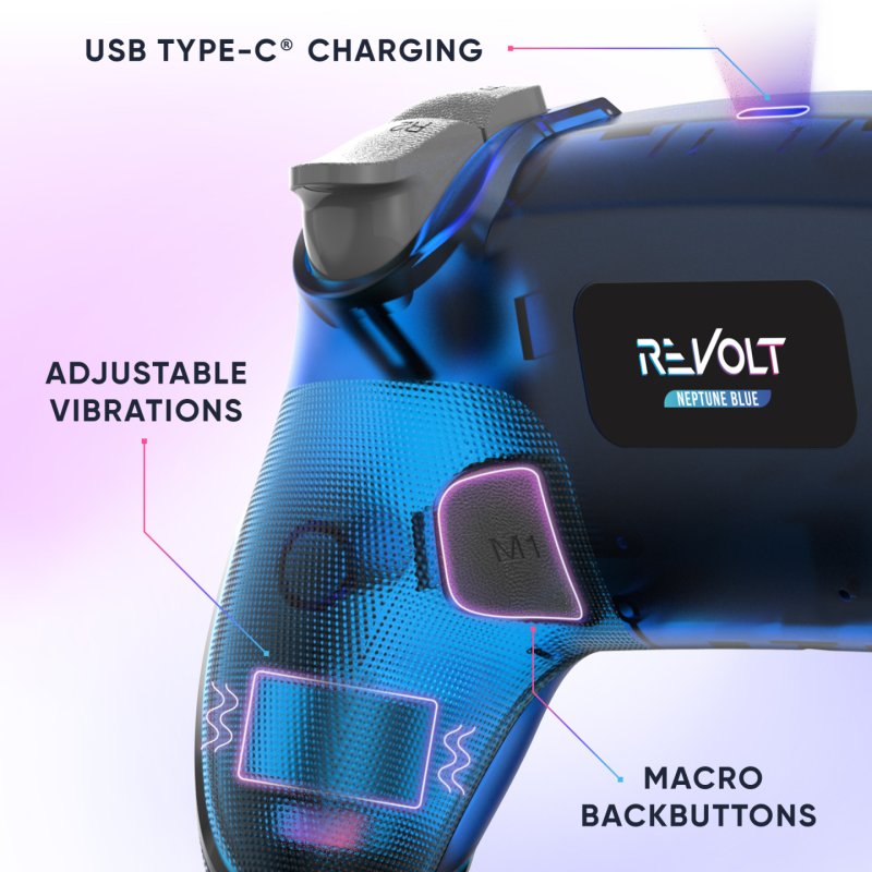 Oniverse Revolt Bleu Bluetooth Manette de jeu Analogique/Numérique PC, PlayStation 4