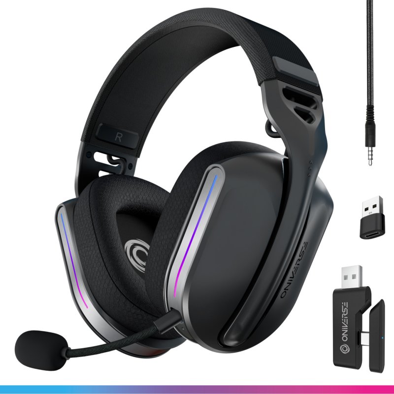 Oniverse Polaris Casque Avec fil &sans fil Arceau Jouer USB Type-C / USB Type-A Bluetooth Noir