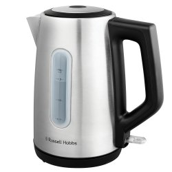 Russell Hobbs - Heaton Brushed Kettle - Brushed Stainless Steel with Black Accents - 1.7L