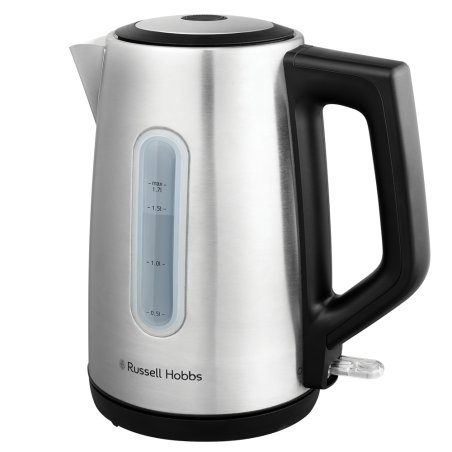 Russell Hobbs - Heaton Brushed Kettle - Brushed Stainless Steel with Black Accents - 1.7L