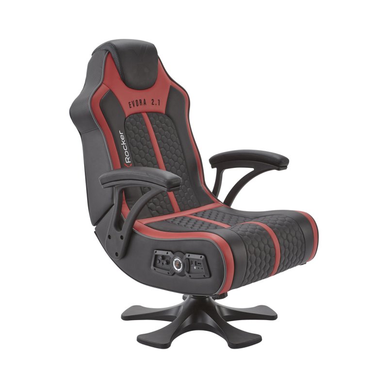 X Rocker - Chaise de jeu Evora 2.1 audio sans-fil Noire/Rouge