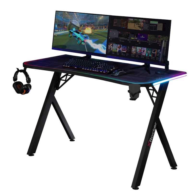 X Rocker Lumio XL RGB Gaming Schreibtisch mit RGB-Beleuchtung & Mousepad