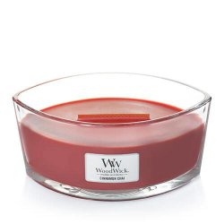 Woodwick Ellipse Scented Candle with Crackling Wick Cinnamon Chai 50 Hours Burn Time Glass Red