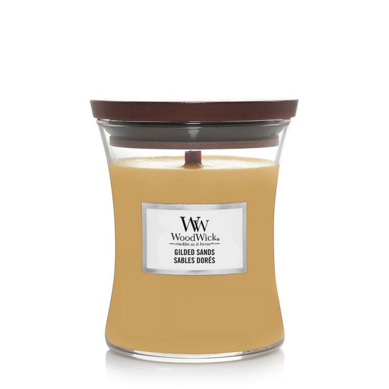 WoodWick Gilded Sands bougie en cire Cylindre Ambre, Fig wood, Bois Beige 1 pièce(s)