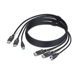 StarTech.com 6ft (1.8m) Dual-DisplayPort and USB 5Gbps KVM Cable, 4K 60Hz, DP 1.2 and USB Combo Cable for Dual-Monitor