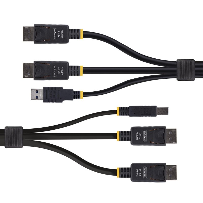 StarTech.com 6ft (1.8m) Dual-DisplayPort and USB 5Gbps KVM Cable, 4K 60Hz, DP 1.2 and USB Combo Cable for Dual-Monitor