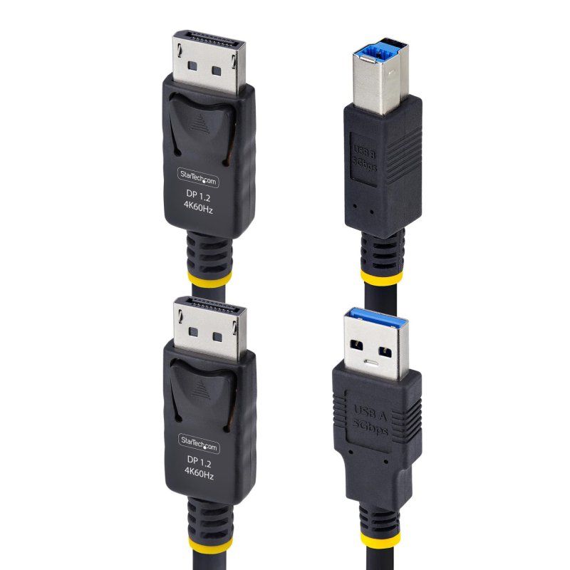 StarTech.com 6ft (1.8m) DisplayPort and USB 5Gbps KVM Cable, 4K 60Hz, DP 1.2 and USB Combo Cable for KVM Switches