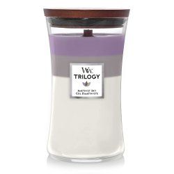 WoodWick Amethyst Sky Trilogy wax candle Cylinder Amber, Jasmine, Lavender, Leather, Sandalwood, Suede, Vanilla,