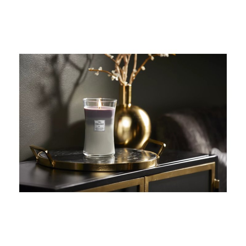Woodwick, Trilogy Large Scented Candle In Hourglass Glass With Crackling Wick