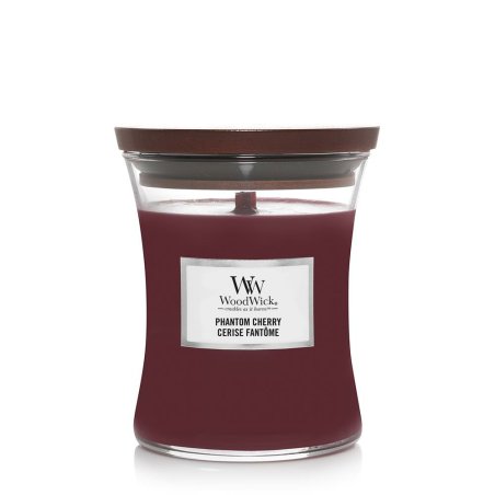 WoodWick Phantom Cherry bougie en cire Cylindre Ambre, Vanille, Bois de cachemire, Cerise (fruit) Bourgogne 1 pièce(s)