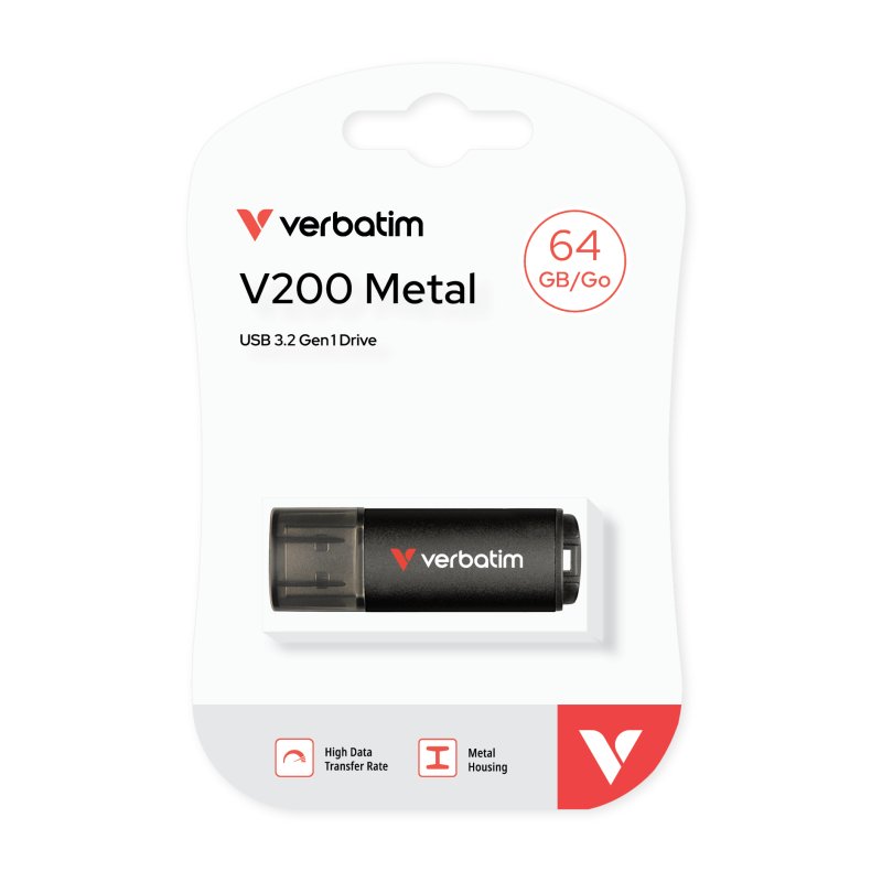 Verbatim V200 Metal USB Drive 64GB lecteur USB flash 64 Go USB Type-A 3.2 Gen 1 (3.1 Gen 1) Noir