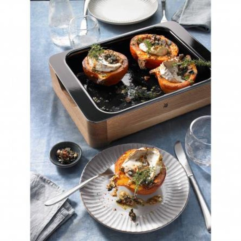 WMF Fusiontec Rectangulaire Vitrocéramique, Acier, Bois Plat à cuisson