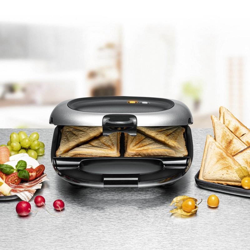 Rommelsbacher ST 1000 gaufrier et appareil à croque-monsieur 1000 W Noir, Argent