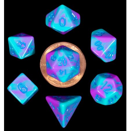 FanRoll pack dés Sharp Mini Turquoise and Purple Marble (7)