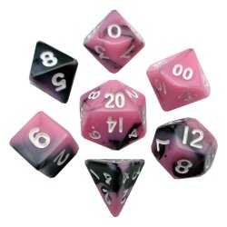 FanRoll pack dés Sharp Mini Pink/Black with White Numbers (7)