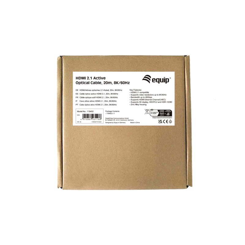 Equip HDMI UHS Ethernet 2.1 A-A St/St 20.0m 8K60Hz HDR sw