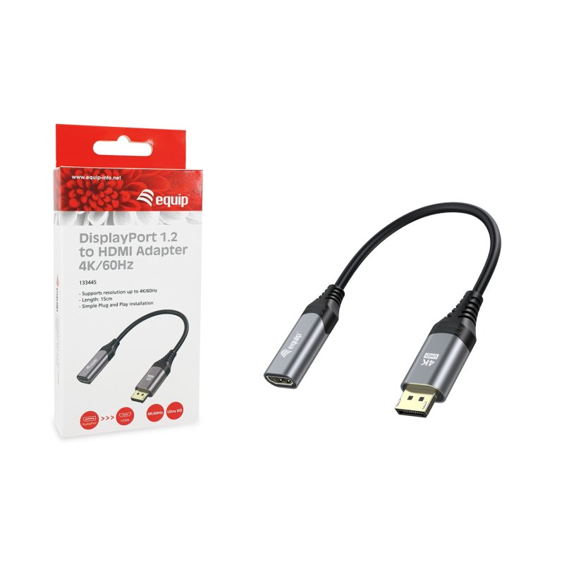 Equip Displayport-HDMI Adapter 1.2 St/Bu 4K/60Hz grau