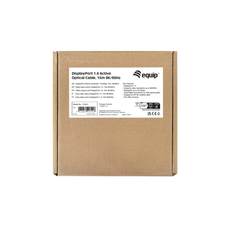 Equip 119441 Câble optique actif DisplayPort 1.4, 15m, 8K/60Hz