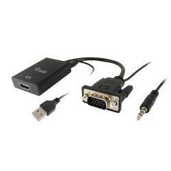Equip 119038 câble vidéo et adaptateur 0,2 m VGA (D-Sub) 3,5 mm DVI-D USB Noir