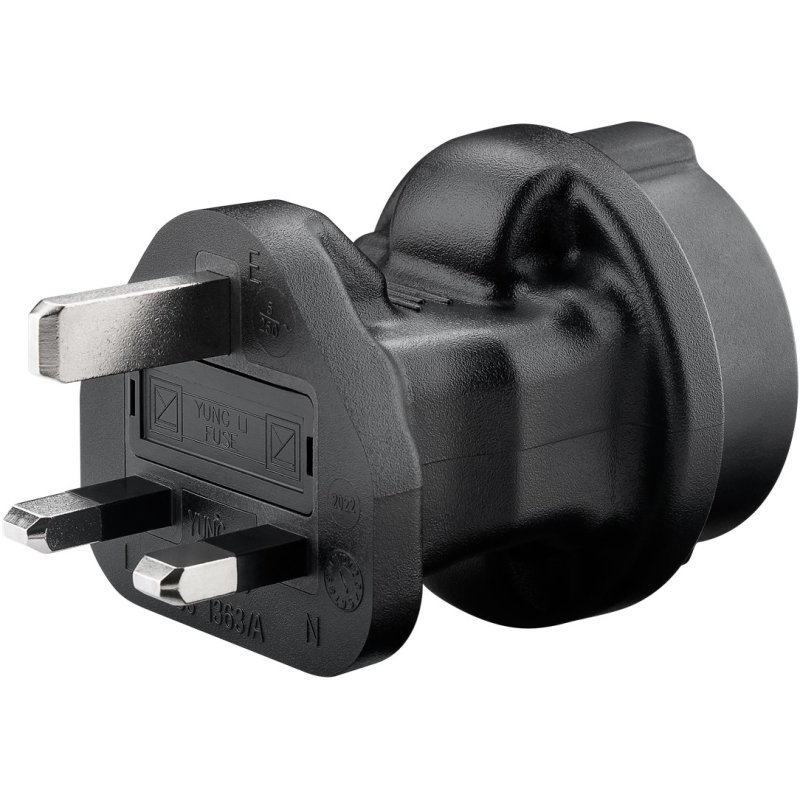 Goobay 95307 adaptateur prise d'alimentation Type F Type G (Royaume-Uni) Noir