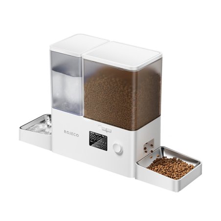 Rojeco 2 in 1 Pet Water Fountain 3.5L & Feeder 5L Button Verson (white)